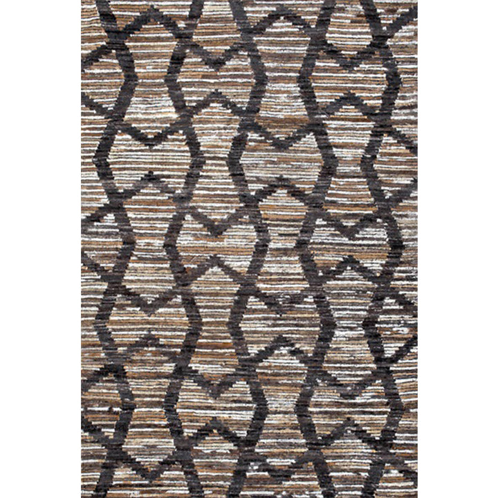 Lisslune | Brown Bedroom Carpet Novelty Geometry Stripes Wave Pattern Carpet Polyester Non-Slip Back Carpet