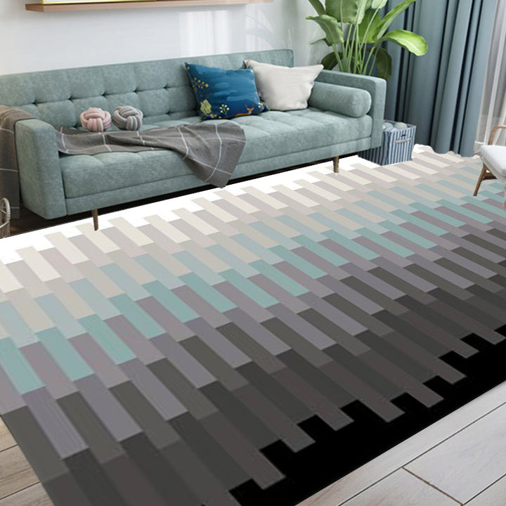 Lisslune | Multicolored Bedroom Carpet New Arrivals Geometry Rectangular Pattern Carpet Polyester Machine Washable Carpet
