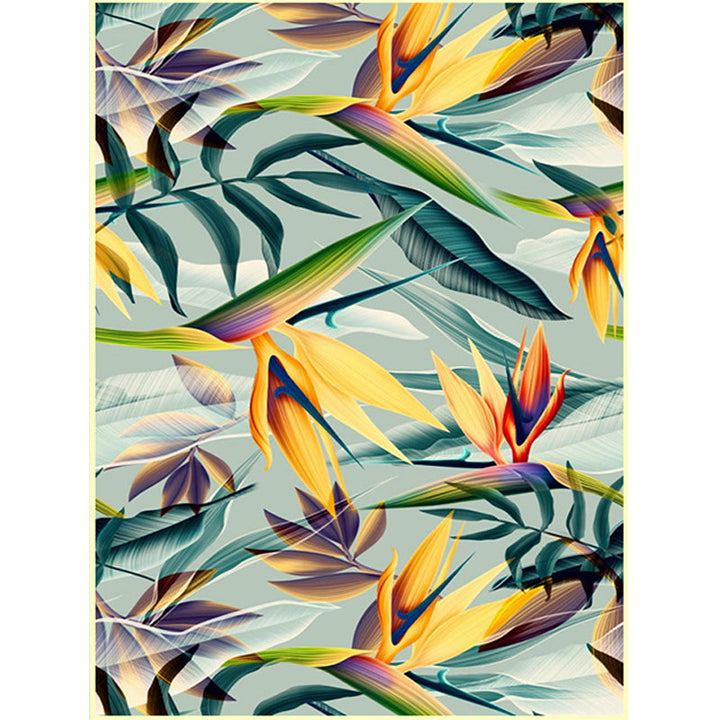 Lisslune | Vintage living room rug in green botanical leaf print rug polyester pet-friendly washable area rug