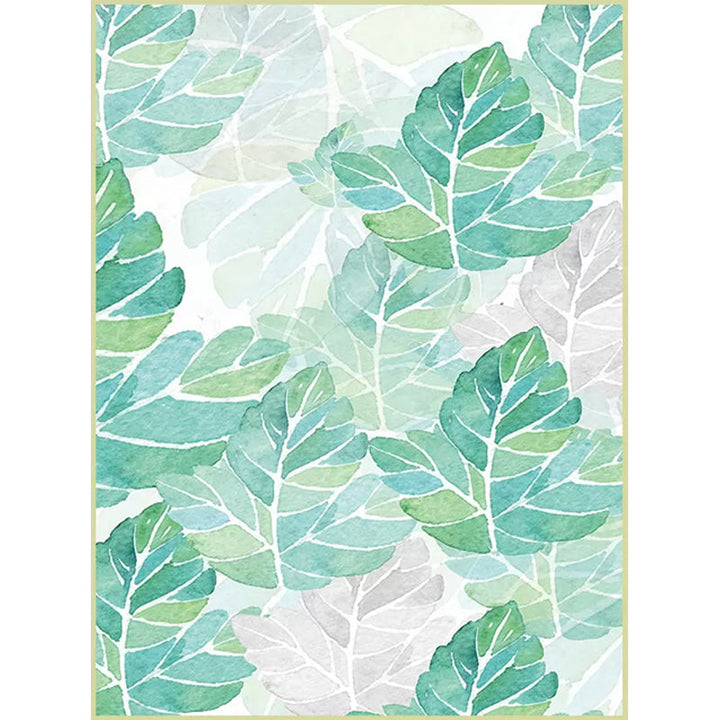 Lisslune | Green and White Bedroom Carpet Tropical Botanical Leaf Pattern Area Rug Polyester Stain-Resistant Washable Rug