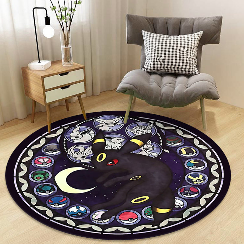 Lisslune | Stylish children's rug in black and yellow fairy tale bunny bear snowman pattern rug polyester washable rug for the children's room