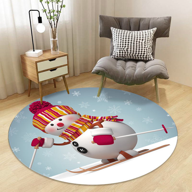 Lisslune | Stylish children's rug in black and yellow fairy tale bunny bear snowman pattern rug polyester washable rug for the children's room