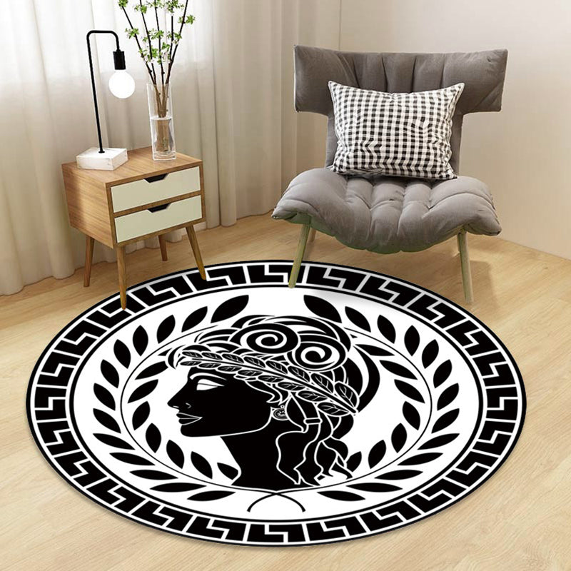 Lisslune | Stylish children's rug in black and yellow fairy tale bunny bear snowman pattern rug polyester washable rug for the children's room