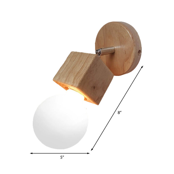 Lisslune | Black/White 1 Head Wall Lamp Sconces Industrial Style Wooden Square Wall Mount Light with Circular Wall Plate
