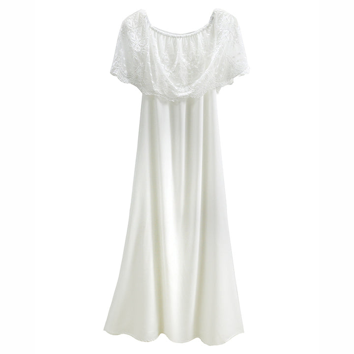Women's maxi dress with off-the-shoulder design and delicate lace detailing