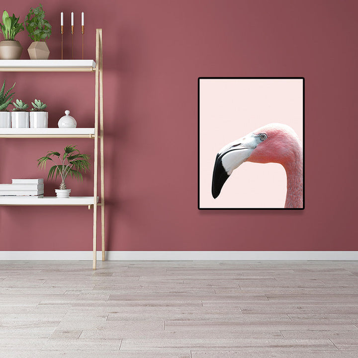 Lisslune | Head of Flamingo Canvas Print Tropical Texture Family Room Wall Art in Pink