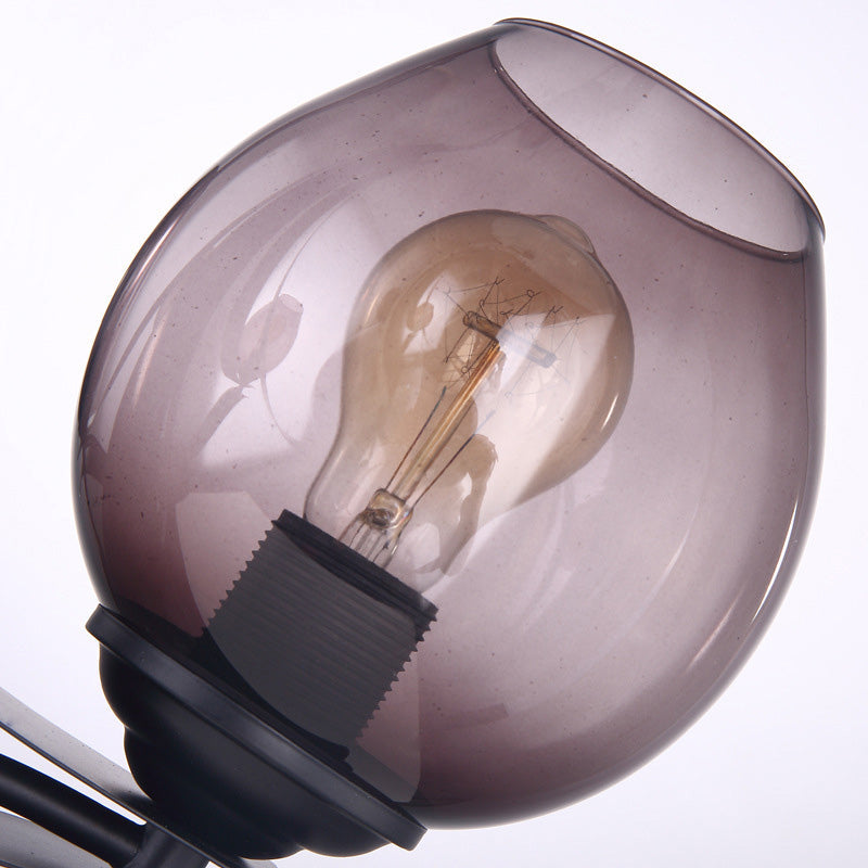Lisslune | A light wall lamp with ball shade gray glass industrial café lighting fixture in black