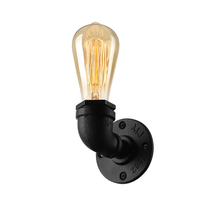 Skørter | Bare Bulb Living Room Wall Light with Pipe Rustic Stylish Metal 1 Head Black/Bronze Wall Mount Light