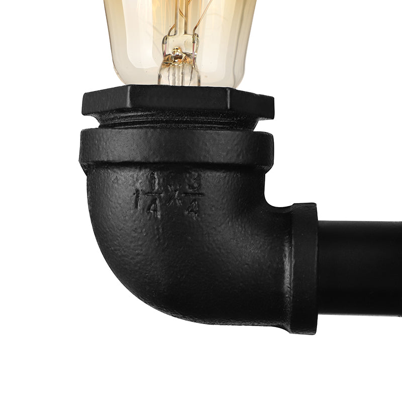 Skørter | Bare Bulb Living Room Wall Light with Pipe Rustic Stylish Metal 1 Head Black/Bronze Wall Mount Light
