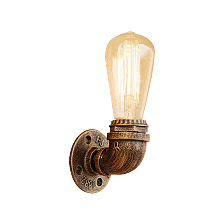 Skørter | Bare Bulb Living Room Wall Light with Pipe Rustic Stylish Metal 1 Head Black/Bronze Wall Mount Light