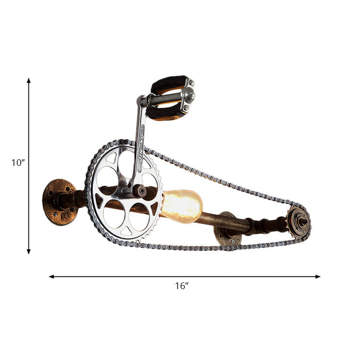 Skørter | Industrial Outdoor Light Bike-design Wall Lamp 1 Light Metal Wall Mount Light in Bronze for Farm