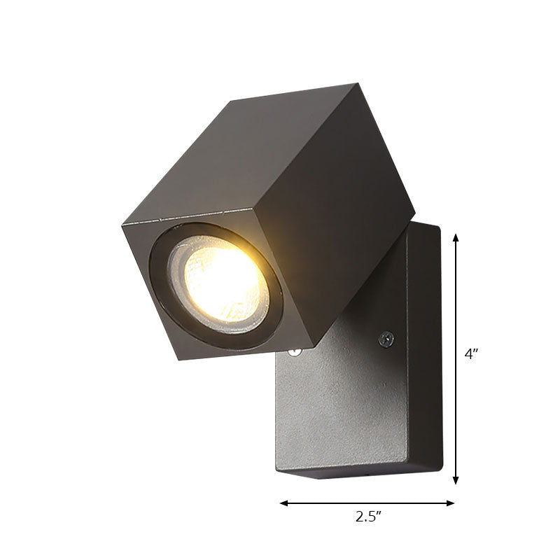 Lisslune | Gray cubic shade wall light industrial style metallic LED patio adjustable wall mounted lamp