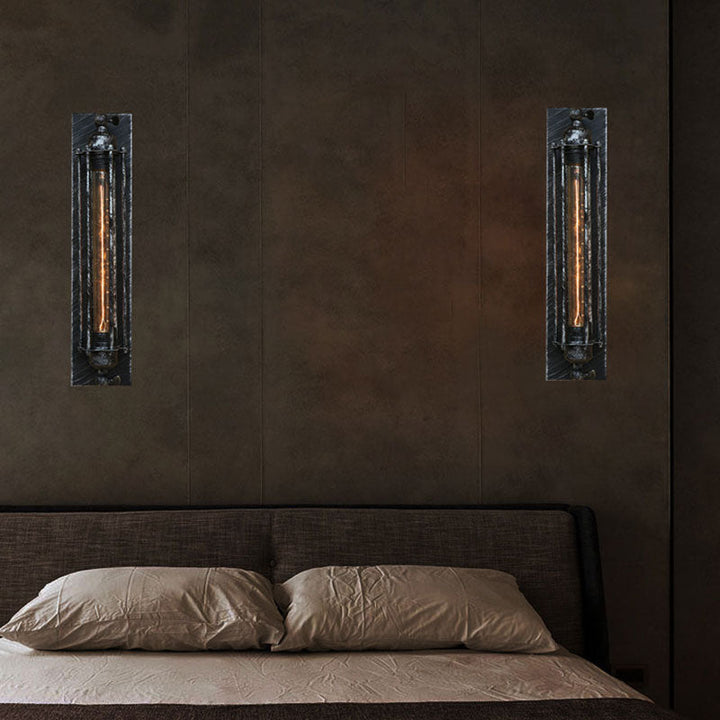 Skørter | 1 Light Linear Wall Lamp with Wire Frame Industrial Black/Silver Metallic Wall Mount Light for Bedroom