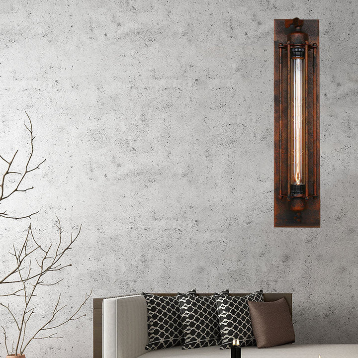 Skørter | 1 Light Linear Wall Lamp with Wire Frame Industrial Black/Silver Metallic Wall Mount Light for Bedroom