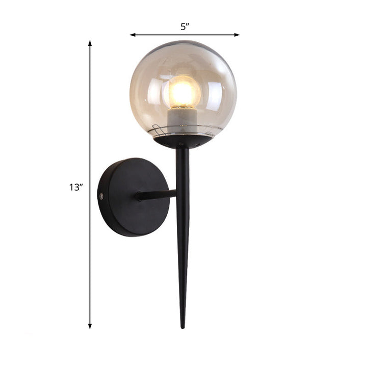 Lisslune | Black/Yellow Round Wall Lighting Modern Clear Glass 1 Light Bedroom Wall Lamp Light