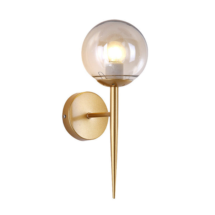 Lisslune | Black/Yellow Round Wall Lighting Modern Clear Glass 1 Light Bedroom Wall Lamp Light