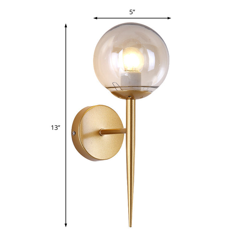 Lisslune | Clear Glass Globe Wall Light Modern 1 Light Living Room Lighting Fixture in Gold