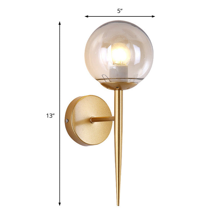 Lisslune | Clear Glass Globe Wall Light Modern 1 Light Living Room Lighting Fixture in Gold