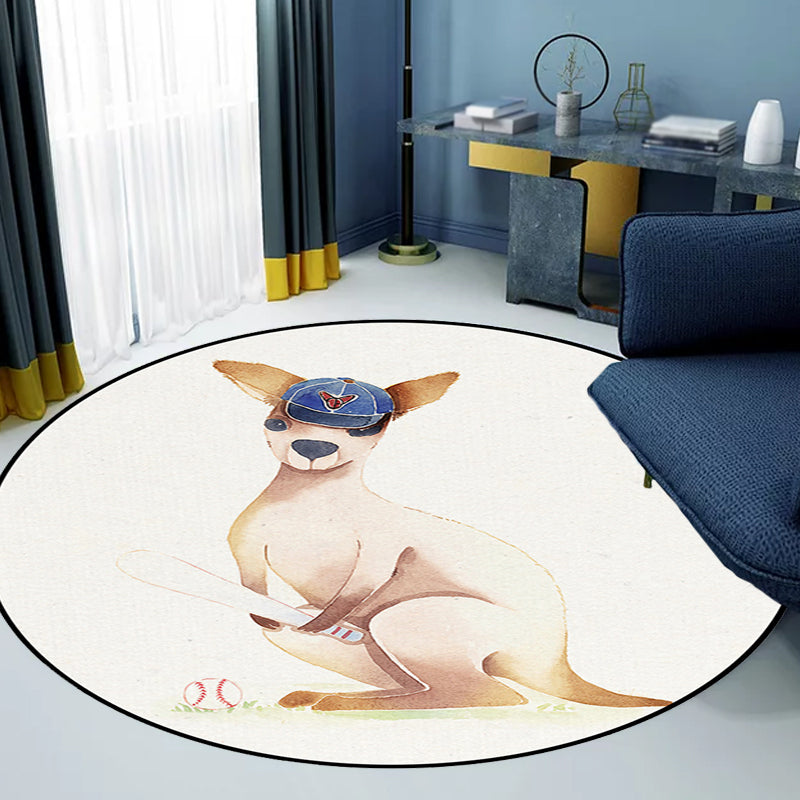 Lisslune | White Children's Room Rug Children's Animal Bear Dog Panda Pattern Area Rug Polyester Non-Slip Back Rug