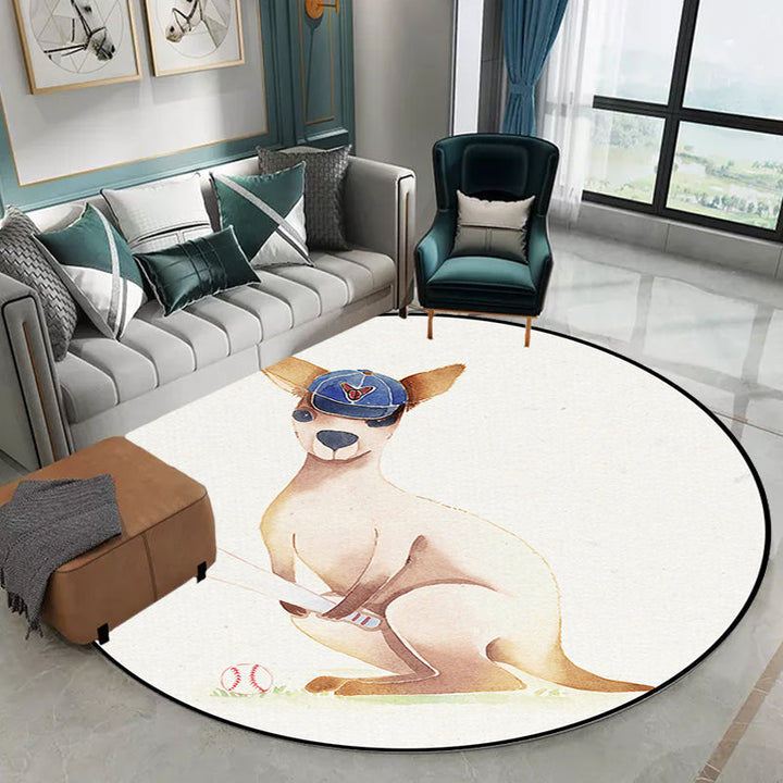 Lisslune | White Children's Room Rug Children's Animal Bear Dog Panda Pattern Area Rug Polyester Non-Slip Back Rug