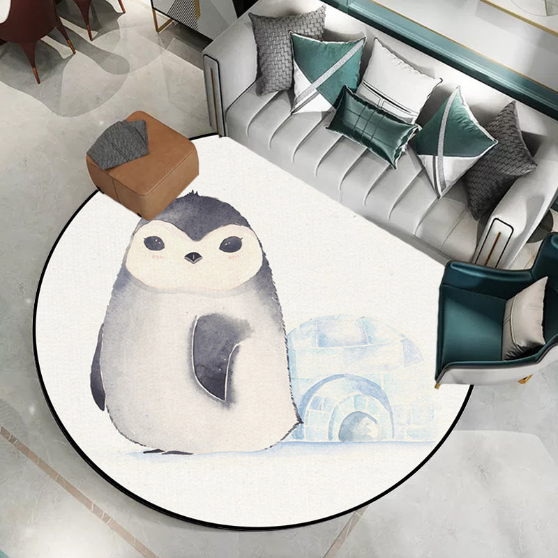 Lisslune | White Children's Room Rug Children's Animal Bear Dog Panda Pattern Area Rug Polyester Non-Slip Back Rug