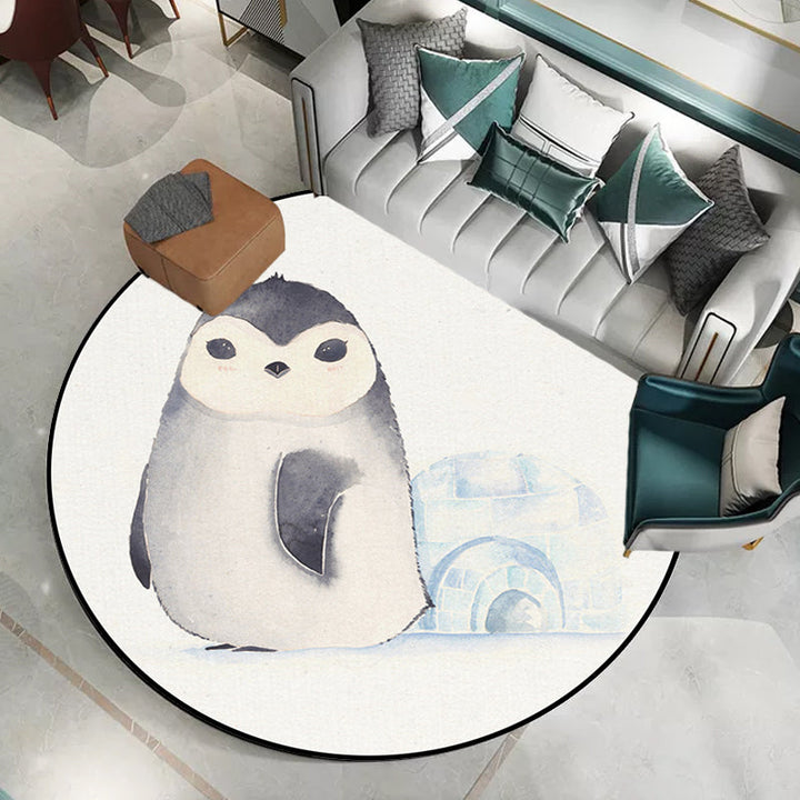 Lisslune | White Children's Room Rug Children's Animal Bear Dog Panda Pattern Area Rug Polyester Non-Slip Back Rug