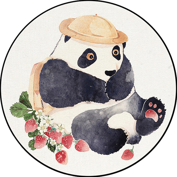 Lisslune | White Children's Room Rug Children's Animal Bear Dog Panda Pattern Area Rug Polyester Non-Slip Back Rug