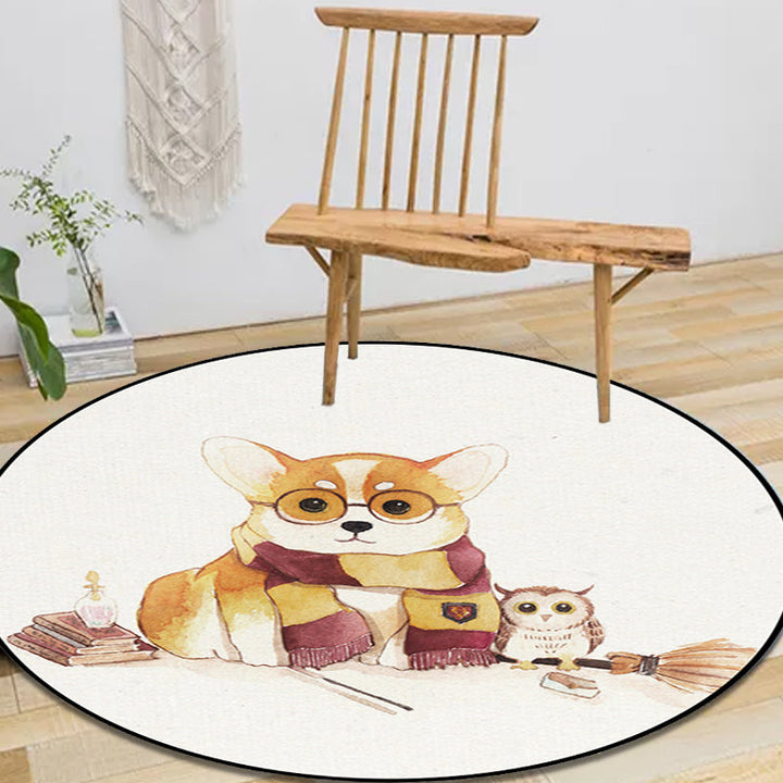 Lisslune | White Children's Room Rug Children's Animal Bear Dog Panda Pattern Area Rug Polyester Non-Slip Back Rug