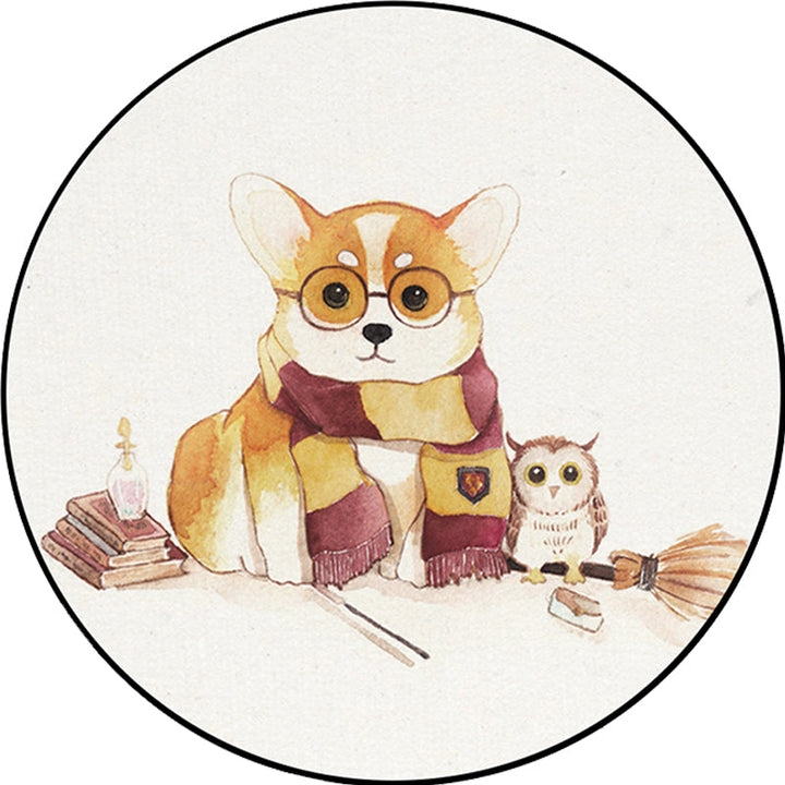 Lisslune | White Children's Room Rug Children's Animal Bear Dog Panda Pattern Area Rug Polyester Non-Slip Back Rug