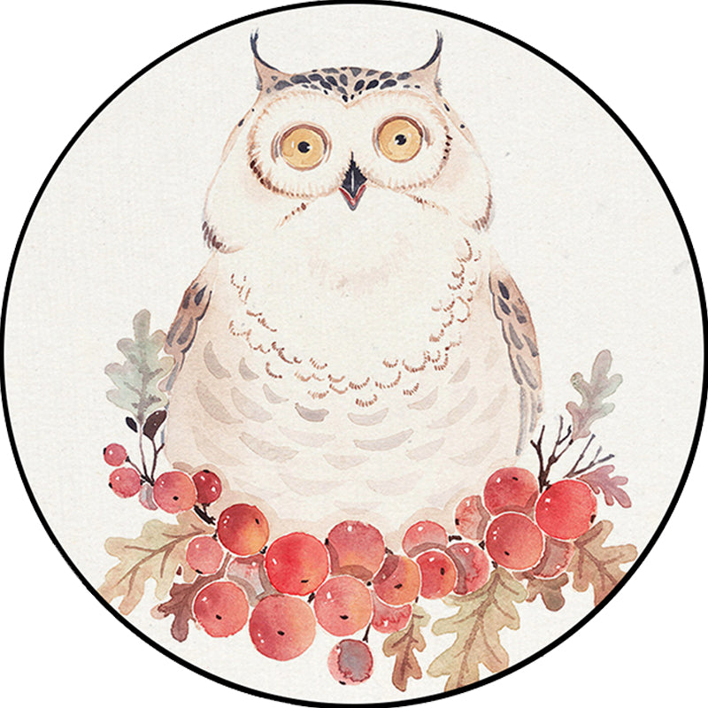 Lisslune | Cute Kids Rug in White Animal Owl Rabbit Sloth Pattern Rug Polyester Non-Slip Washable Rug for the Children's Room