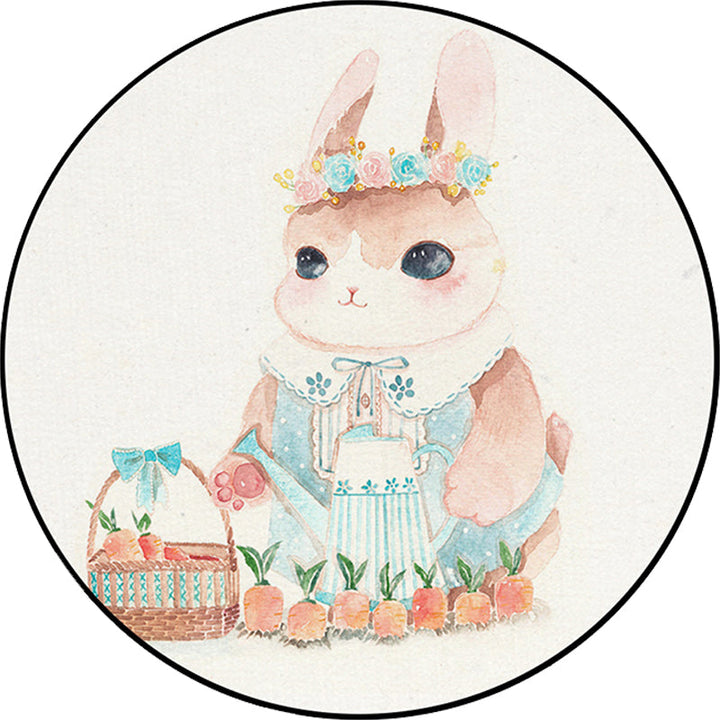Lisslune | Cute Kids Rug in White Animal Owl Rabbit Sloth Pattern Rug Polyester Non-Slip Washable Rug for the Children's Room