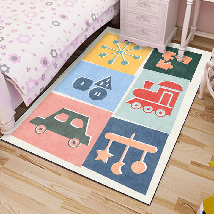 Lisslune | Unique children's carpet Colorful cars & roads Duck tank Plane pattern carpet Polyester Pet-friendly carpet for the children's room