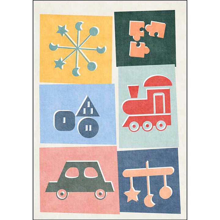 Lisslune | Unique children's carpet Colorful cars & roads Duck tank Plane pattern carpet Polyester Pet-friendly carpet for the children's room