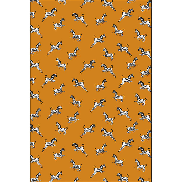 Lisslune | Orange Children's Room Rug Children's Animal Zebra Pattern Rug Polyester Stain Resistant Rug