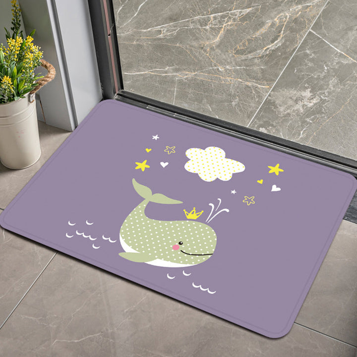 Lisslune | Stylish Children's Rug in Pink and Purple Animal Swan Dog Bear Pattern Rug Polyester Pet-Friendly Carpet for Children's Room