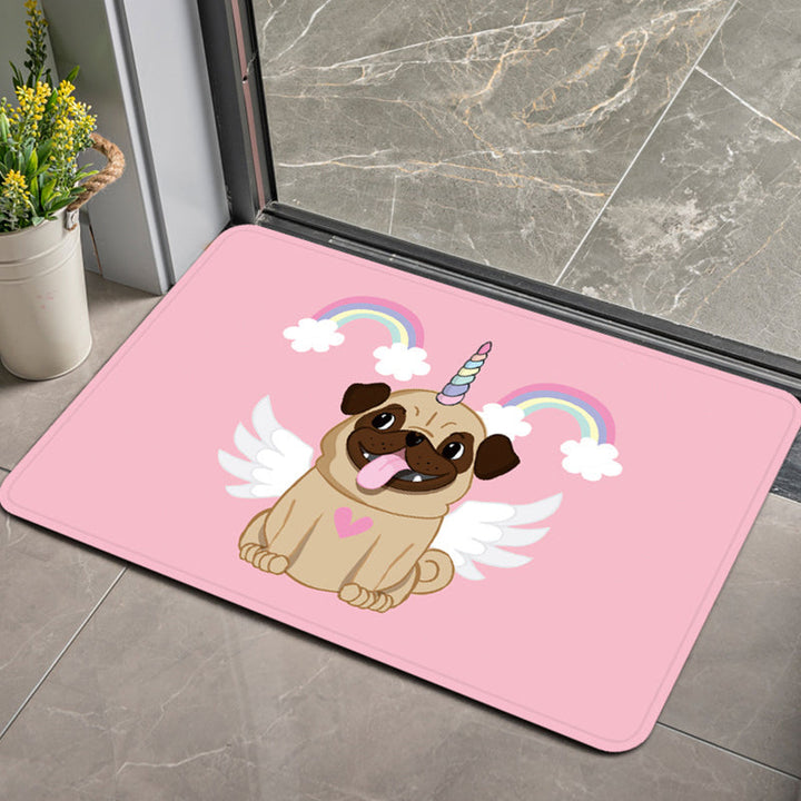Lisslune | Stylish Children's Rug in Pink and Purple Animal Swan Dog Bear Pattern Rug Polyester Pet-Friendly Carpet for Children's Room