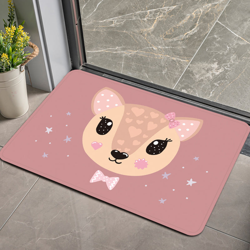 Lisslune | Stylish Children's Rug in Pink and Purple Animal Swan Dog Bear Pattern Rug Polyester Pet-Friendly Carpet for Children's Room