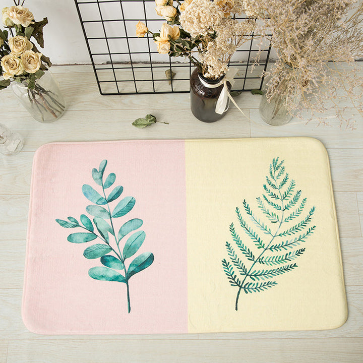 Lisslune | Casual Kids Rug in Pink and Yellow Botanical Cactus Aloe Pattern Rug Polyester Non-Slip Rug for the Children's Room