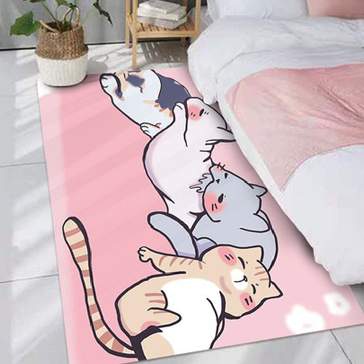 Lisslune | Stylish children's rug in pink animal unicorn cat rabbit pattern rug polyester pet-friendly rug for the children's room