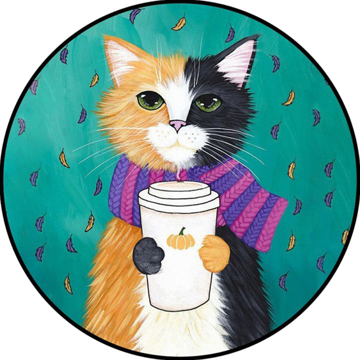 Lisslune | Blue and Green Children's Room Rug Children's Animal Dress Cat Leaf Pattern Rug Polyester Washable Rug