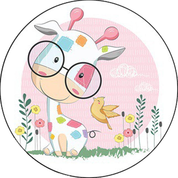 Lisslune | Blue and Pink Children's Room Carpet Child Animal Horse Rabbit Pattern Carpet Polyester Non-Slip Back Carpet
