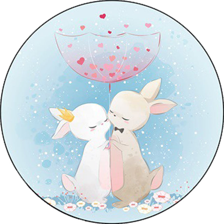 Lisslune | Blue and Pink Children's Room Carpet Child Animal Horse Rabbit Pattern Carpet Polyester Non-Slip Back Carpet