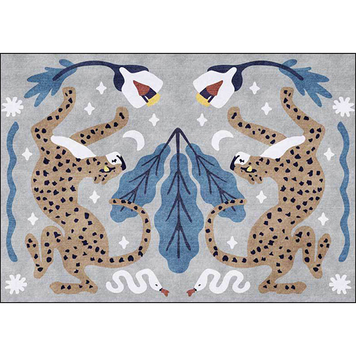 Lisslune | Unique Kids Rug in Black and White Animal Leopard Snake Leaf Pattern Rug Polyester Stain Resistant Carpet for Children's Room