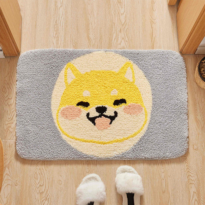 Lisslune | Green Children's Room Rug Kids Animal Dog Circle Pattern Area Rug Polyester Non-Slip Background Carpet