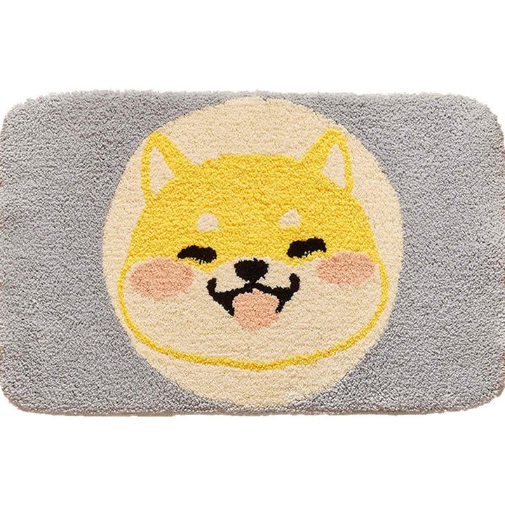 Lisslune | Green Children's Room Rug Kids Animal Dog Circle Pattern Area Rug Polyester Non-Slip Background Carpet