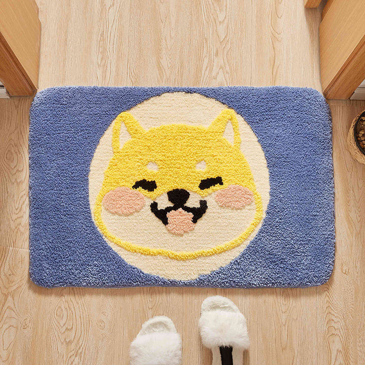 Lisslune | Green Children's Room Rug Kids Animal Dog Circle Pattern Area Rug Polyester Non-Slip Background Carpet