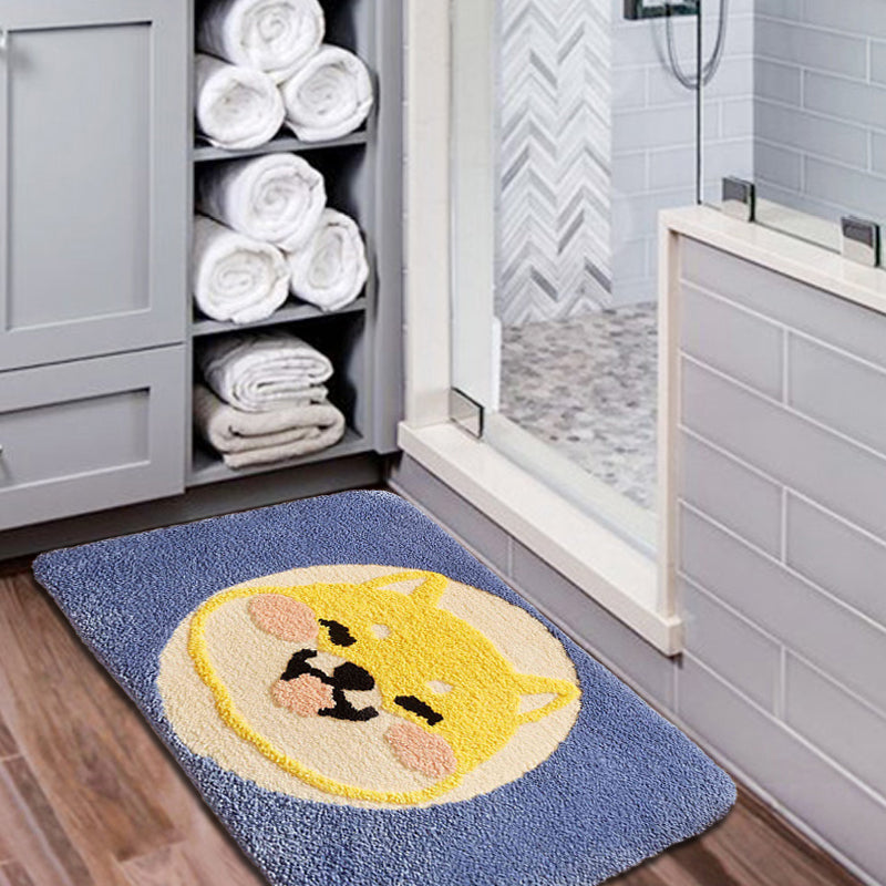 Lisslune | Green Children's Room Rug Kids Animal Dog Circle Pattern Area Rug Polyester Non-Slip Background Carpet