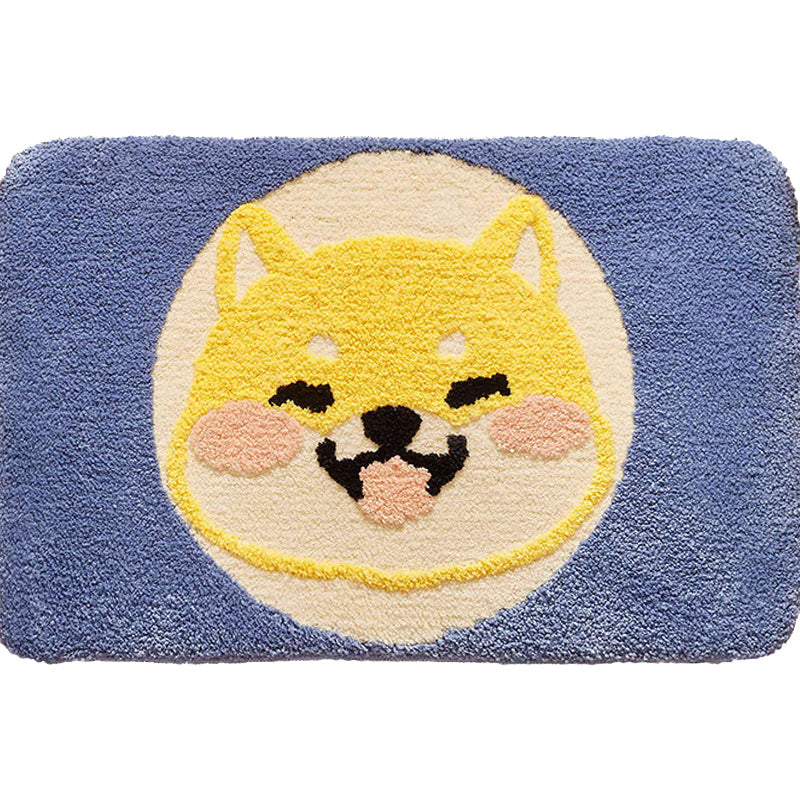 Lisslune | Green Children's Room Rug Kids Animal Dog Circle Pattern Area Rug Polyester Non-Slip Background Carpet