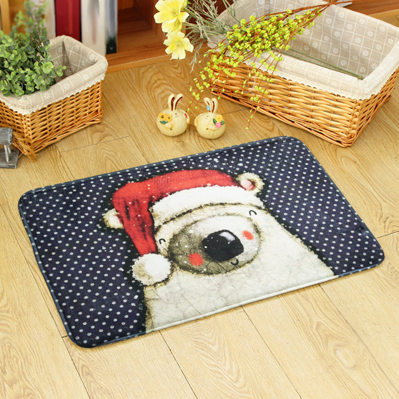 Lisslune | Beautiful children's carpet in orange and green with animal bear mouse pattern carpet polyester non-slip carpet for the children's room