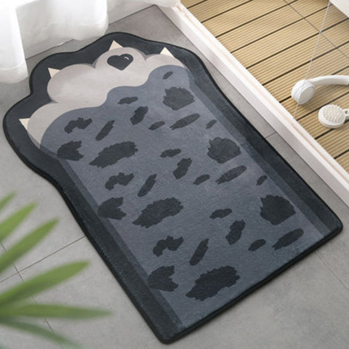 Lisslune | Kids Bedroom Uneven Carpet in Pink and Purple Animal Paw Bow Print Carpet Polyester Non-Slip Background Carpet